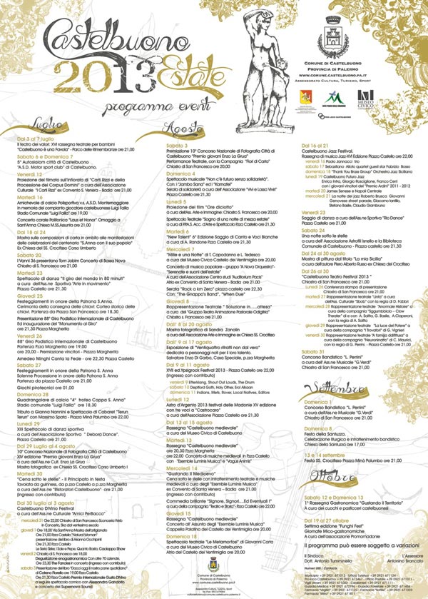Estate Castelbuonese 2013 – Programma Eventi